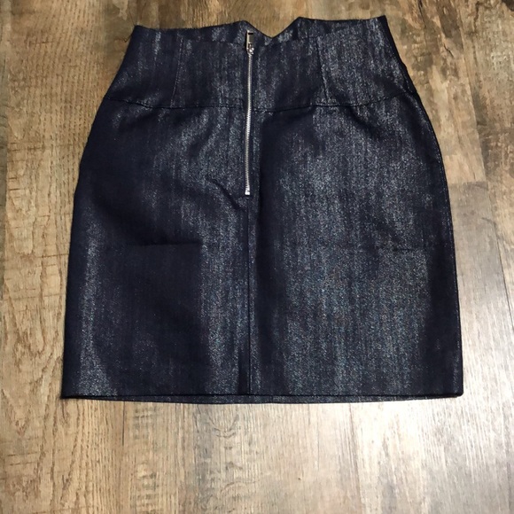 Talula Aritzia Navy Burstia Denim Sparkle Mini Skirt - Picture 5 of 9